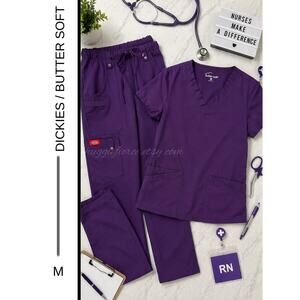 MSRP: $80 ✨ Dickies Purple Scrub Pants + Butter Soft Scrub Top Bundle – Size M ✨